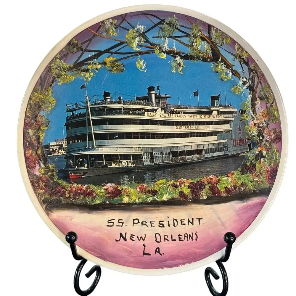 Vintage MCM River Boat New Orleans Louisiana, Collector/Souvenir Plate, Ceramic